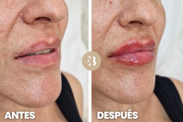 Aumento de Labios Antes y después en la clínica de medicina estética Dra Elena Berezo