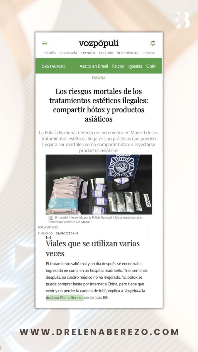 Voz populi Tratamientos medicos estéticos consejo por la Dra Elena Berezo EB somos noticia